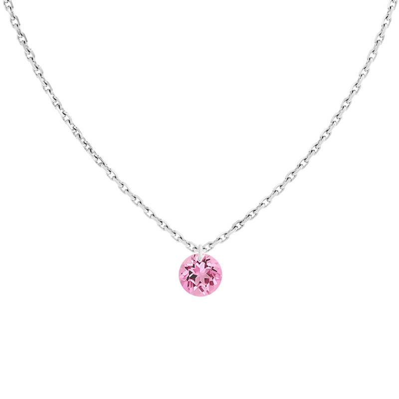 750 White Gold & 0.30 ct Pierced Pink Sapphire Necklace, Length 38 cm to 42 cm - Demetra