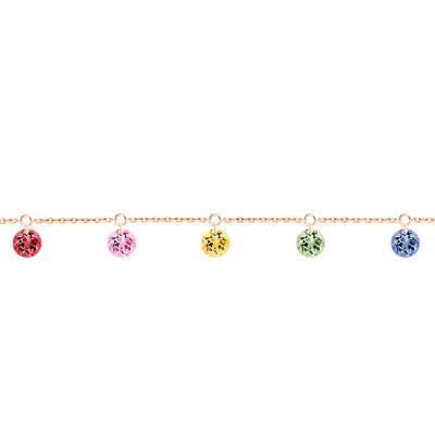 750/1000 Rose Gold & 5 Pierced Sapphires Bracelet, 16 cm to 18 cm - Demetra