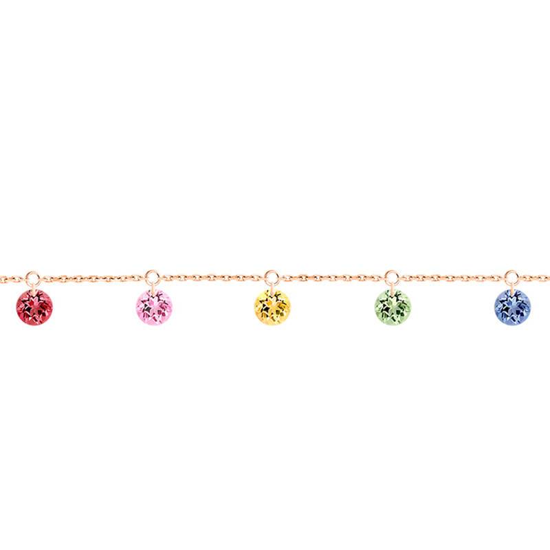 750/1000 Rose Gold & 5 Pierced Sapphires Bracelet, 16 cm to 18 cm - Demetra