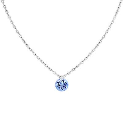 Collier Saphir percé 0,30 ct & Or Blanc 750, Longueur 38 à 42 cm - Demetra