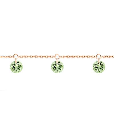 750/1000 Rose Gold & 3 Drilled Green Sapphires Bracelet, Length 16 cm to 18 cm - Demetra