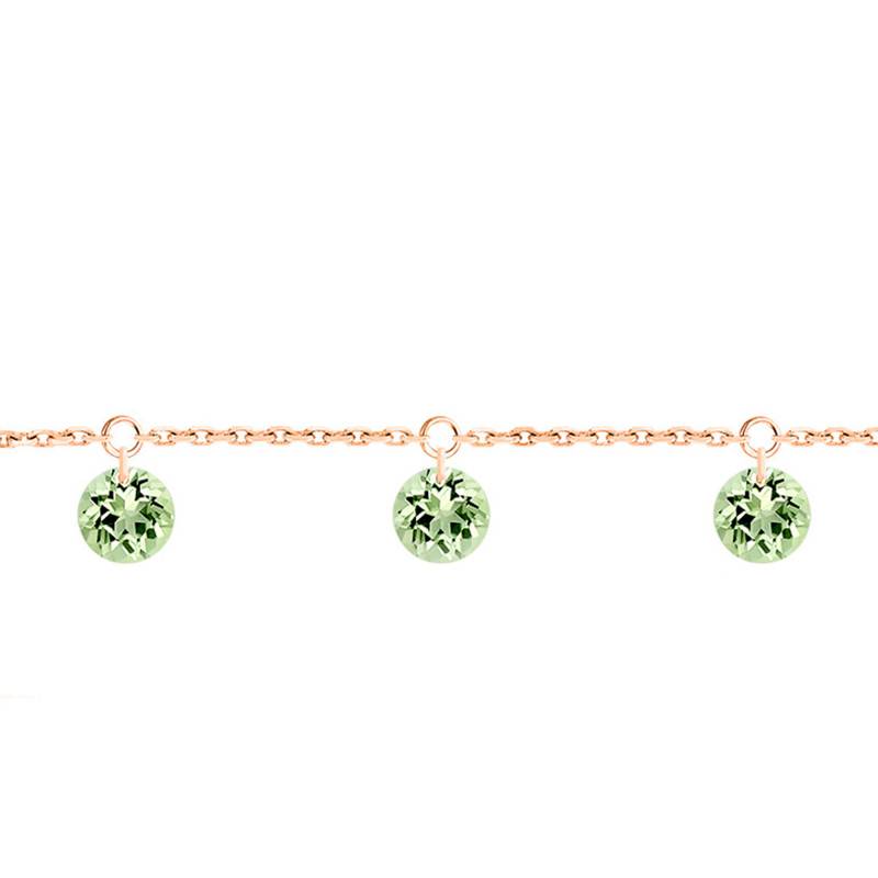 750/1000 Rose Gold & 3 Drilled Green Sapphires Bracelet, Length 16 cm to 18 cm - Demetra