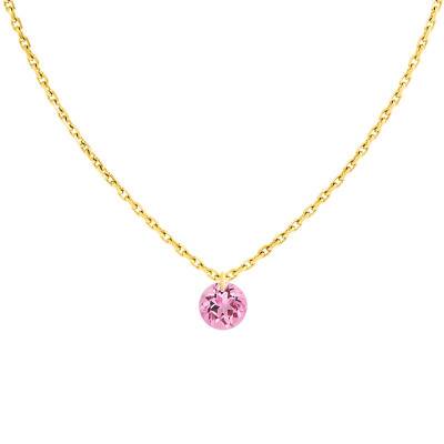750 Yellow Gold & 0.30 ct Pierced Pink Sapphire Necklace, Length 38 cm to 42 cm - Demetra