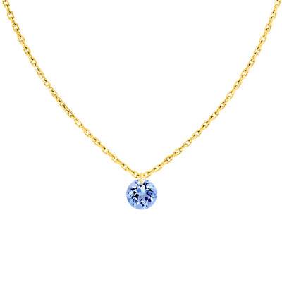 Collier Saphir percé 0,30 ct & Or Jaune 750, Longueur 38 à 42 cm - Demetra