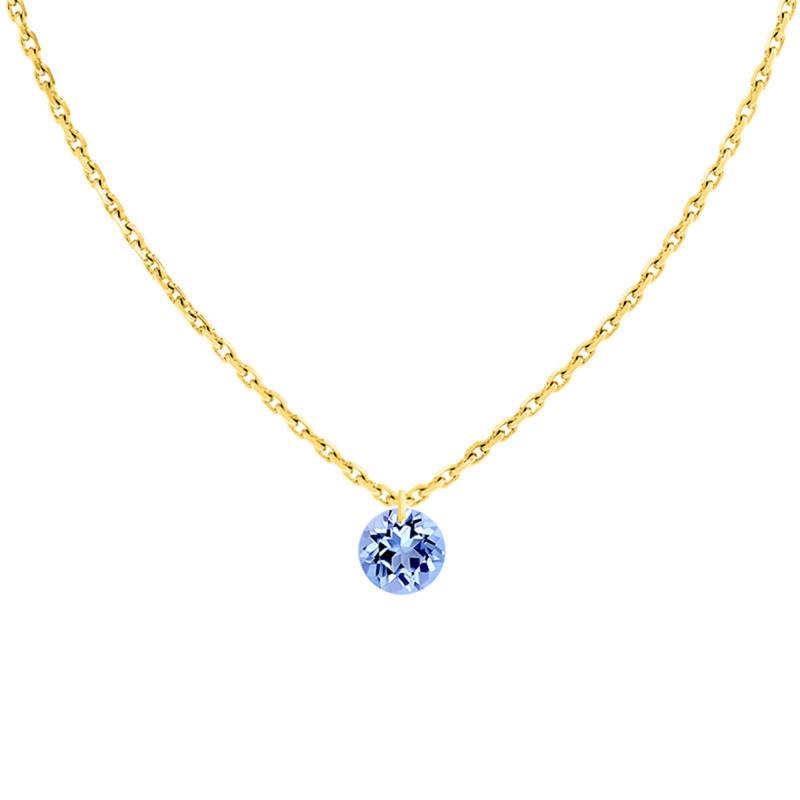750 Yellow Gold & 0.30 ct Pierced Sapphire Necklace, Length 38 cm to 42 cm - Demetra