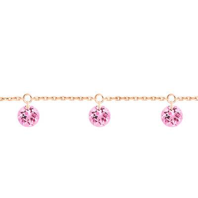 750/1000 Rose Gold & 3 Drilled Pink Sapphires Bracelet, Length 16 cm to 18 cm - Demetra