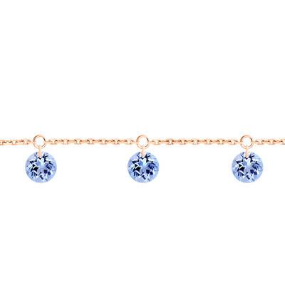 Bracelet 3 Saphirs Percés & Or Rose 750, Longueur 16 cm à 18 cm - Demetra
