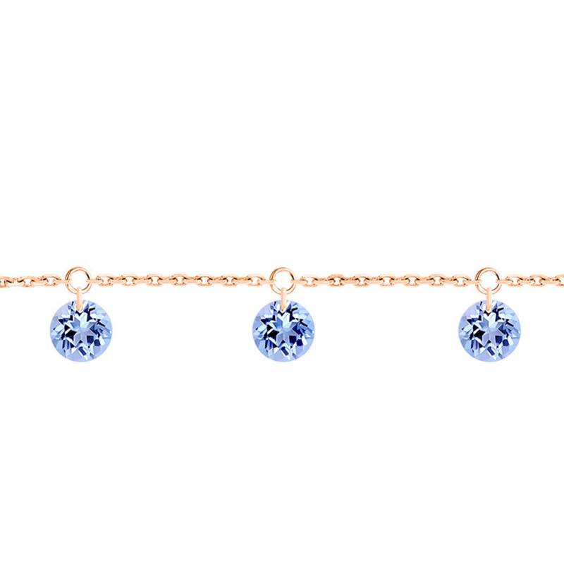 750 Rose Gold & 3 Pierced Sapphires Bracelet, Length 16 cm to 18 cm - Demetra