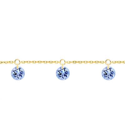 750/1000 Yellow Gold & 3 Drilled Sapphires Bracelet, Length 16 cm to 18 cm - Demetra