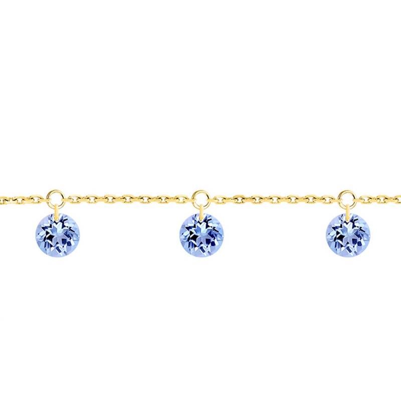 750/1000 Yellow Gold & 3 Drilled Sapphires Bracelet, Length 16 cm to 18 cm - Demetra