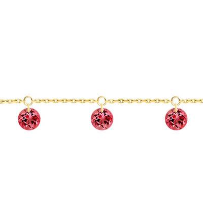 Bracelet 3 Saphirs Rouges Percés & Or Jaune 750, Longueur 16 cm à 18 cm - Demetra