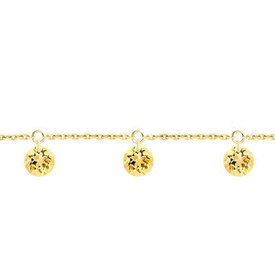 Bracelet 3 Saphirs Jaunes Percés & Or Jaune 750, Longueur 16 cm à 18 cm - Demetra