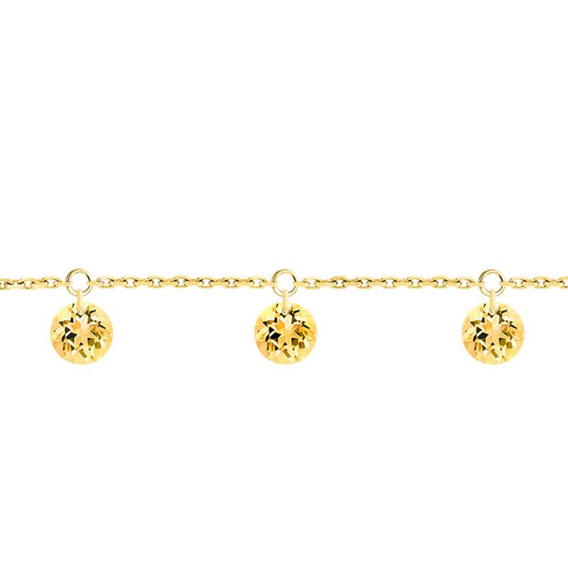 750/1000 Yellow Gold & 3 Pierced Yellow Sapphires Bracelet, Length 16 cm to 18 cm - Demetra