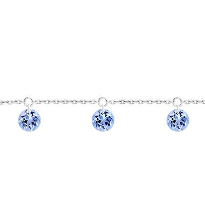 Bracelet 3 Saphirs Percés & Or Blanc 750, Longueur 16 cm à 18 cm - Demetra