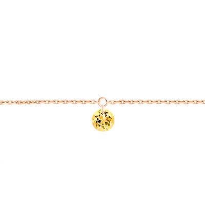 Bracelet Saphir Jaune percé 0,30 ct & Or Rose 750, Longueur 16 cm à 18 cm - Demetra