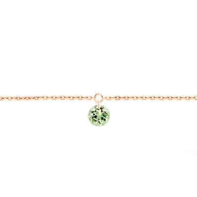 Bracelet Saphir Vert percé 0,30 ct & Or Rose 750, Longueur 16 cm à 18 cm - Demetra