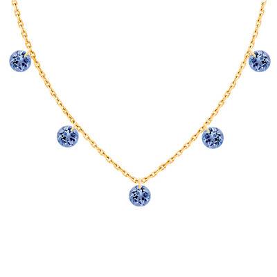 750/1000 Yellow Gold & 5 Drilled Sapphires Necklace, Length 38 cm to 42 cm - Demetra