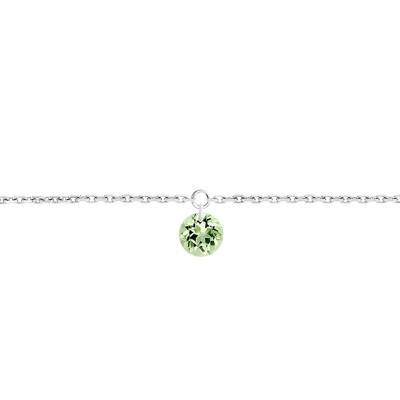Bracelet Saphir Vert percé 0,30 ct & Or Blanc 750, Longueur 16 cm à 18 cm - Demetra