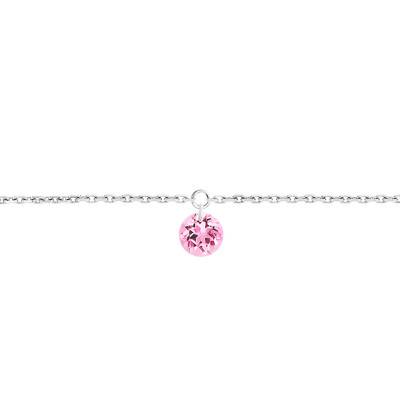 Bracelet Saphir Rose percé 0,30 ct & Or Blanc 750, Longueur 16 cm à 18 cm - Demetra