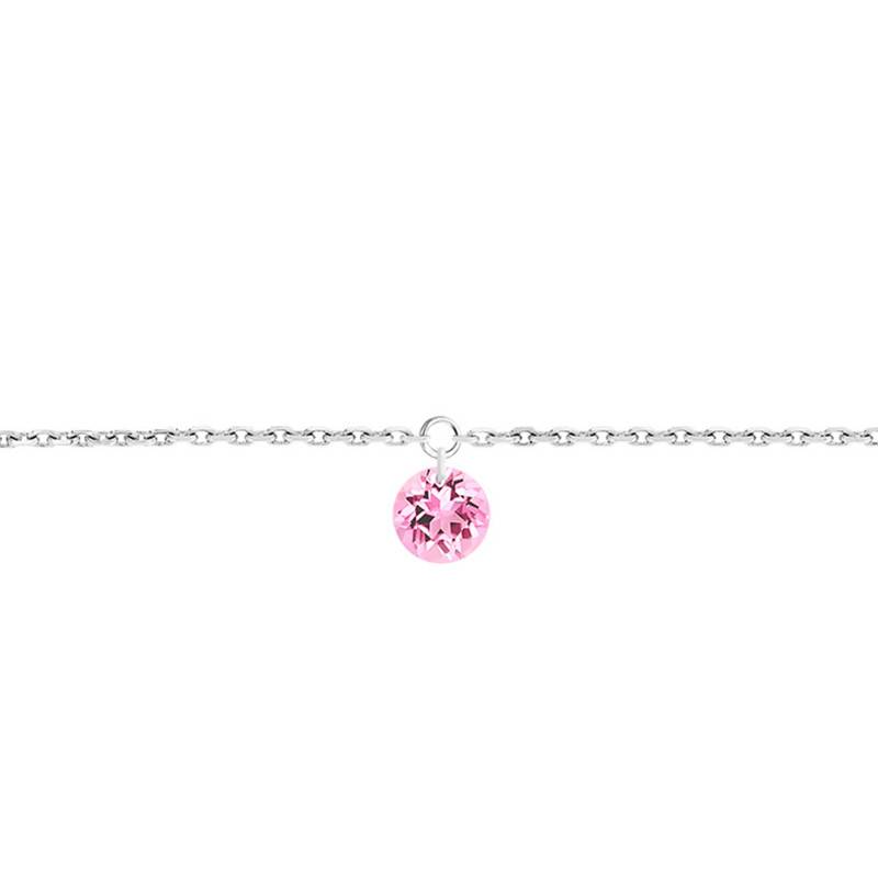 750/1000 White Gold & Drilled Pink Sapphire 0.30 ct Bracelet, Length 16 cm to 18 cm - Demetra