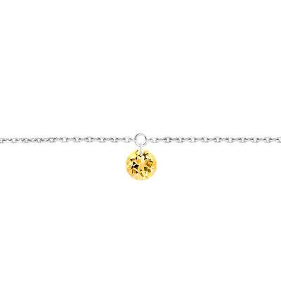 Bracelet Saphir Jaune percé 0,30 ct & Or Blanc 750, Longueur 16 cm à 18 cm - Demetra