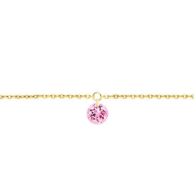 Bracelet Saphir Rose percé 0,30 ct & Or Jaune 750, Longueur 16 cm à 18 cm - Demetra