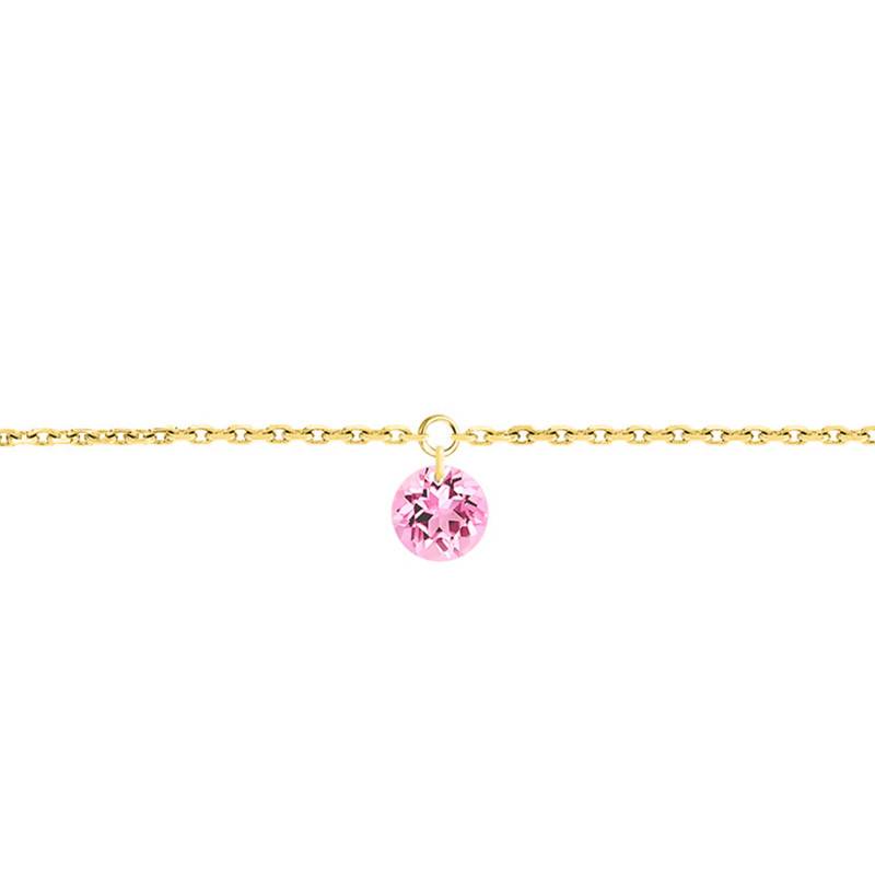 750/1000 Yellow Gold & Drilled Pink Sapphire 0.30 ct Bracelet, Length 16 cm to 18 cm - Demetra