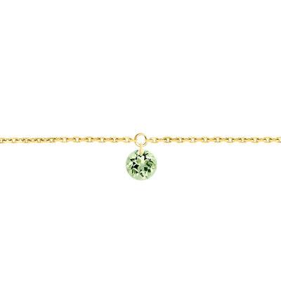 Bracelet Saphir Vert percé 0,30 ct & Or Jaune 750, Longueur 16 cm à 18 cm - Demetra