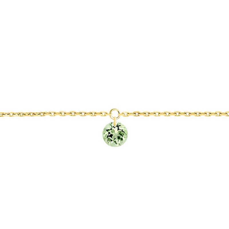 750/1000 Yellow Gold & Drilled Green Sapphire 0.30 ct Bracelet, Length 16 cm to 18 cm - Demetra