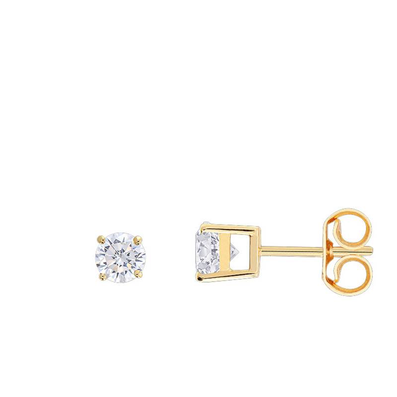 750 Yellow Gold & HSI Diamond Stud Earrings - Demetra