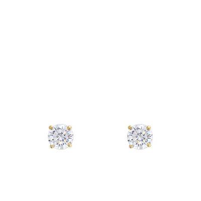 750 Yellow Gold & HSI Diamond Stud Earrings - Demetra