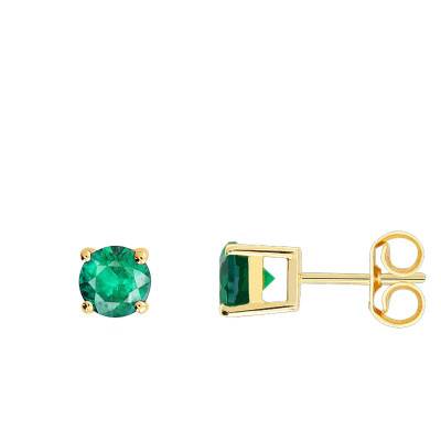 Boucles d'Oreilles Emeraude Or Jaune 750 - Demetra