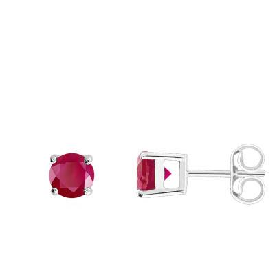 Boucles d'Oreilles Rubis Or Blanc 750 - Demetra