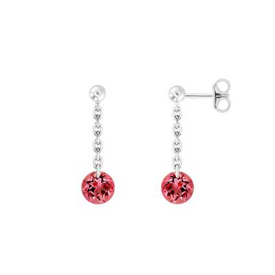 Boucles d'oreilles pendantes Saphir Rouge Percé & Or Blanc 750 - Demetra