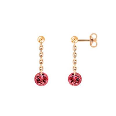 Boucles d'oreilles pendantes Saphir Rouge Percé & Or Rose 750 - Demetra
