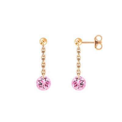 Boucles d'oreilles pendantes Saphir Rose Percé & Or Rose 750 - Demetra
