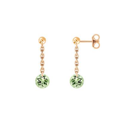Boucles d'oreilles pendantes Saphir Vert Percé & Or Rose 750 - Demetra