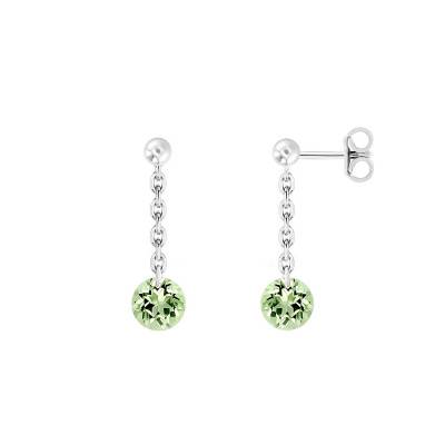 Boucles d'oreilles pendantes Saphir Vert Percé & Or Blanc 750 - Demetra