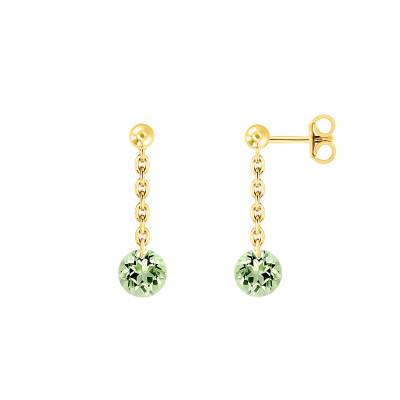 Boucles d'oreilles pendantes Saphir Vert Percé & Or Jaune 750 - Demetra