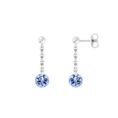 750/1000 White Gold & Drilled Sapphire Drop Earrings - Demetra
