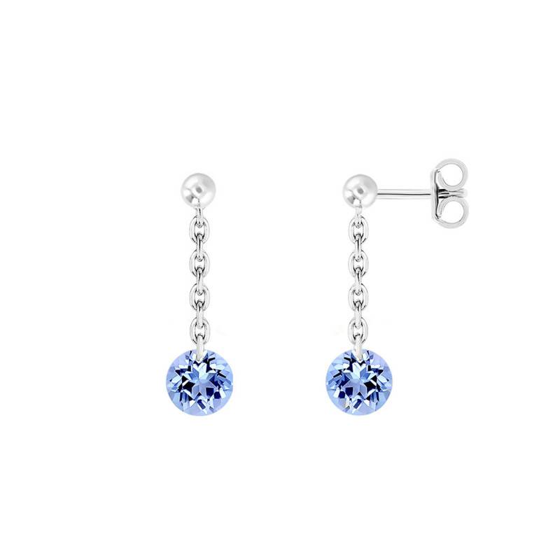 750/1000 White Gold & Drilled Sapphire Drop Earrings - Demetra