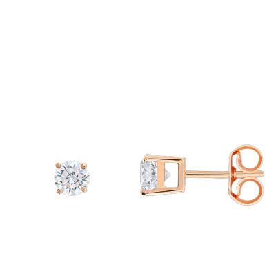 750/1000 Rose Gold & HSI Diamond Stud Earrings - Demetra