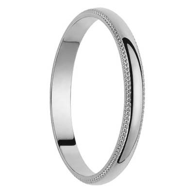 Valencia Half-Dome Standard 375 White Gold Wedding Ring, Width 2.5 mm - Size 47 - Orest