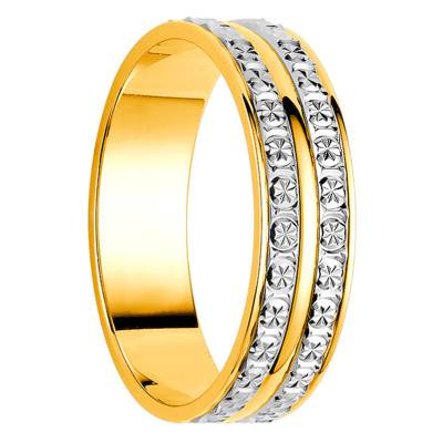 Alliance Ruban Standard Catacaos en 2 Ors 375 & Double Rails de Diamants, Largeur 5 mm - Orest