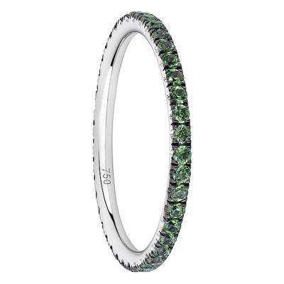 Alliance Eternity Délicatesse en Or Blanc 750 & Grenats Verts - Verifine