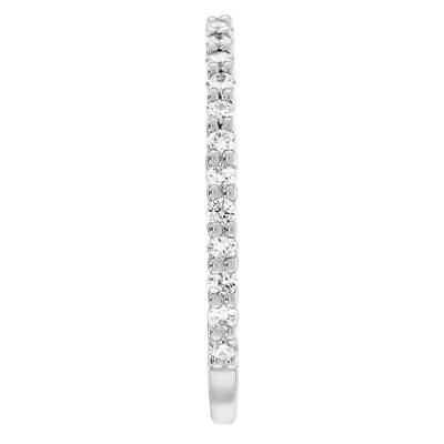 Alliance Ruban Allégée Rieuse en Or Blanc 375 & Demi-Rail de Diamants 0,13 ct, Largeur 1 mm - Amore