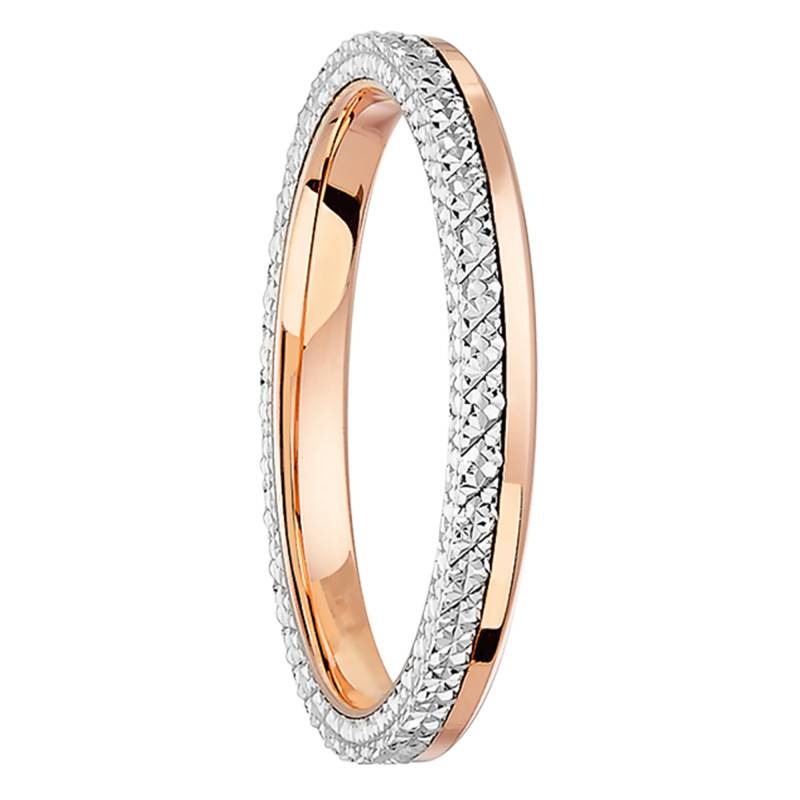 750/1000 Rose Gold and Platinum Diamond-Effect Wedding Ring, Width 2,50 mm - Ponce
