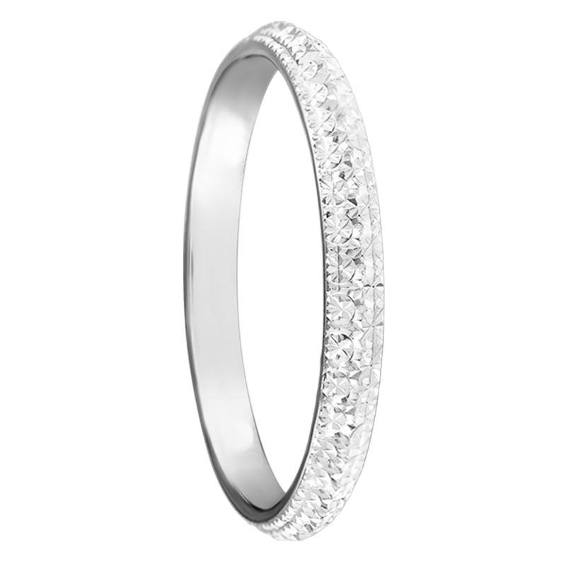 Diamanteka 375 White Gold Half-Domed Wedding Ring, Width 2.50 mm - Ponce