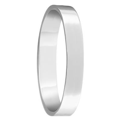 Alliance Ruban Confort en Or Blanc 750, Largeur 3,50 mm - Ponce