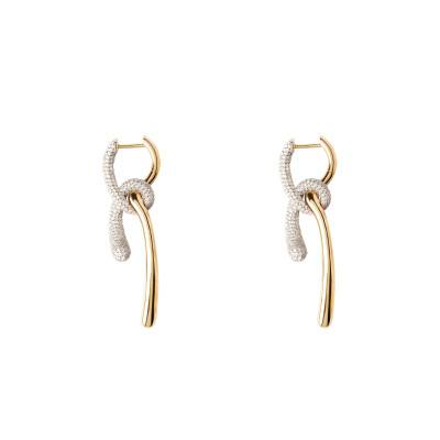 Boucles d'oreilles Pavé Twist en Argent Doré & Zircons Blancs - AR01-D32-U - Pdpaola
